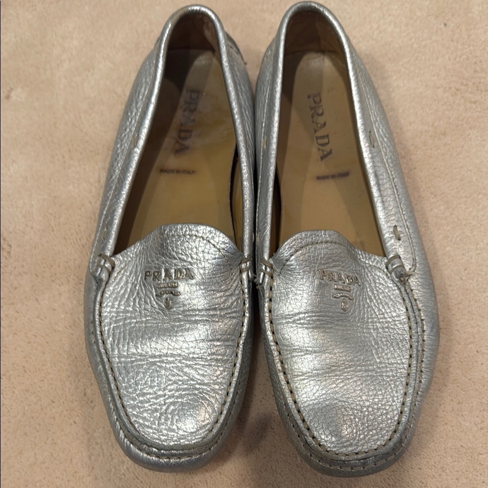 Prada Women's Silver Loafers
